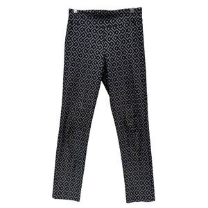 Tina Stephens Leggings Womens Black Grey Diamond Geometric Pull On Stretch Sz 4
